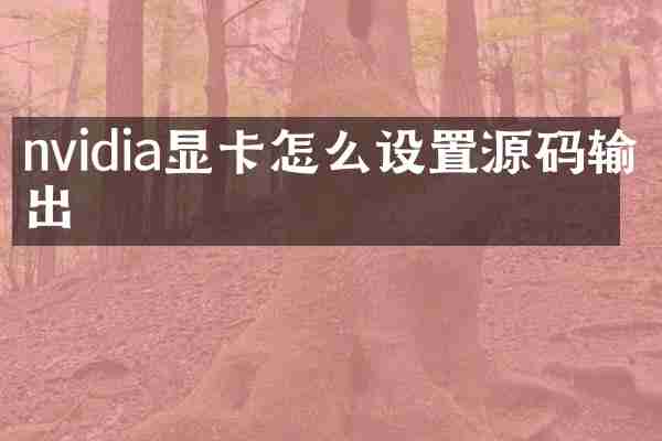 nvidia显卡怎么设置源码输出