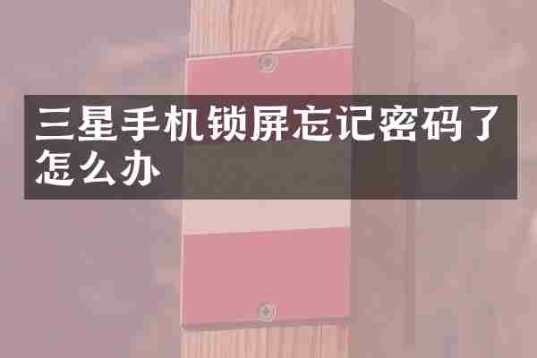 三星手机锁屏忘记密码了怎么办