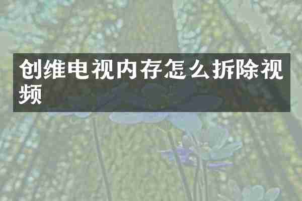 创维电视内存怎么拆除视频
