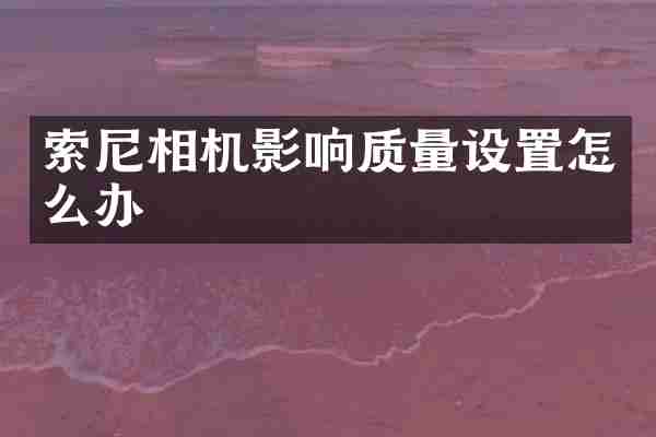 相机影响质量设置怎么办