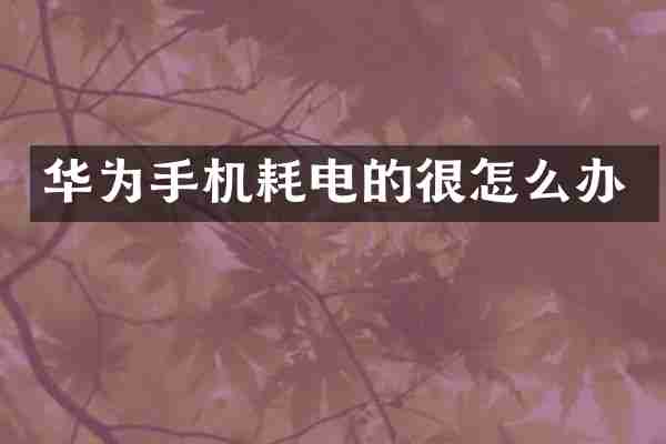 华为手机耗电的很怎么办