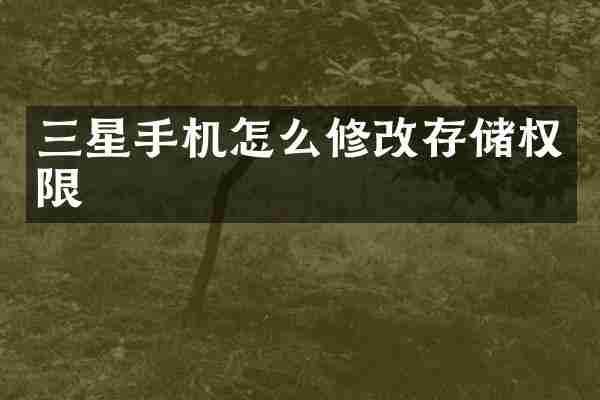 三星手机怎么修改存储权限