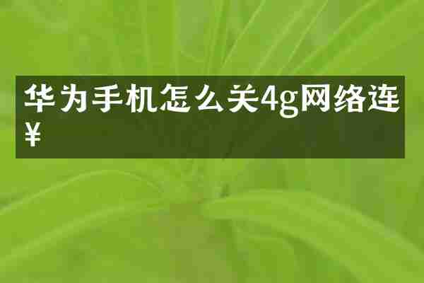 华为手机怎么关4g网络连接