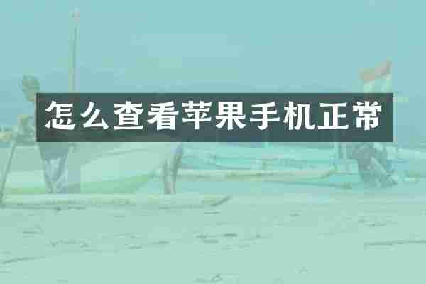 怎么查看苹果手机正常