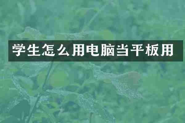 学生怎么用电脑当平板用