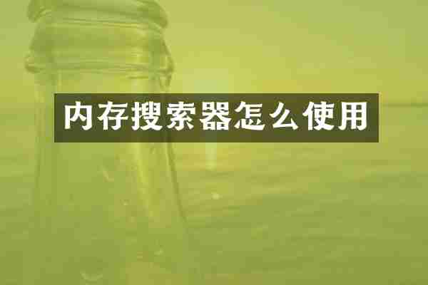 内存搜索器怎么使用
