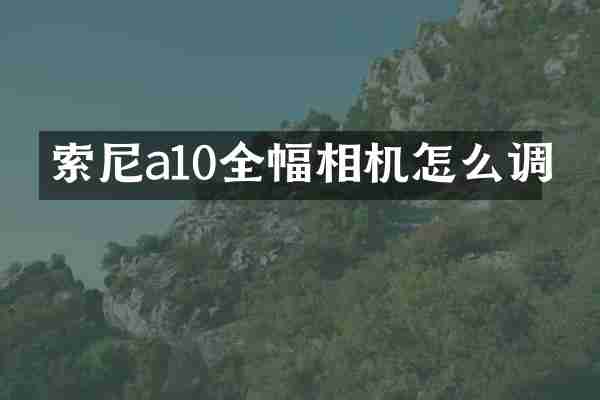 索尼a10全幅相机怎么调