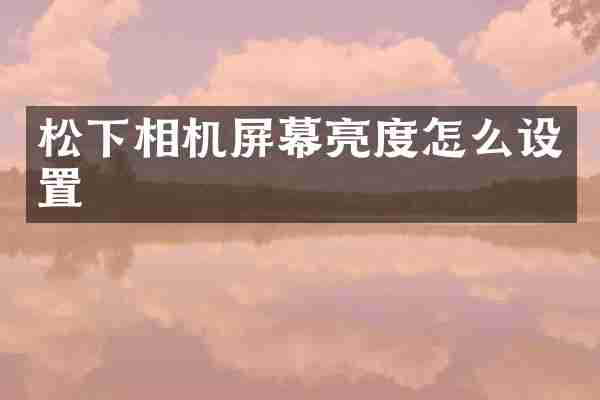 松下相机屏幕亮度怎么设置