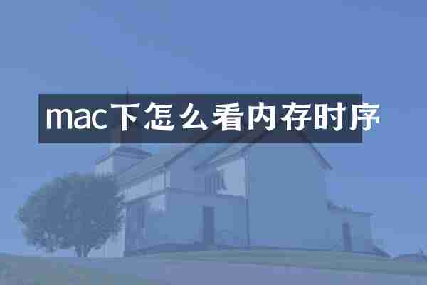mac下怎么看内存时序