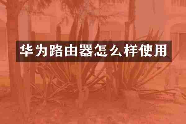 华为路由器怎么样使用