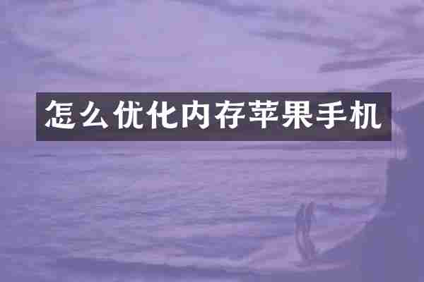 怎么优化内存苹果手机
