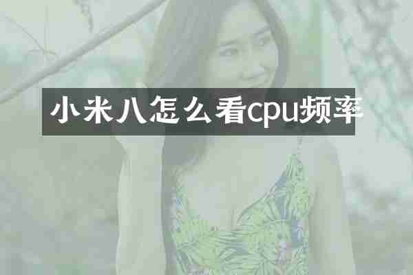 小米八怎么看cpu频率