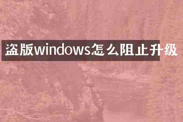 盗版windows怎么阻止升级