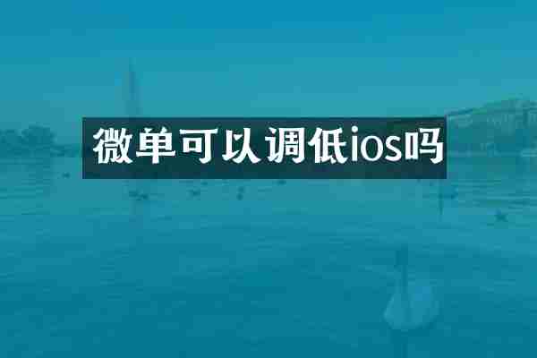 微单可以调低ios吗