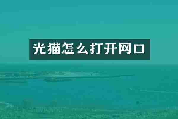 光猫怎么打开网口