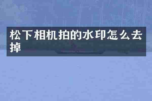 相机拍的水印怎么去掉