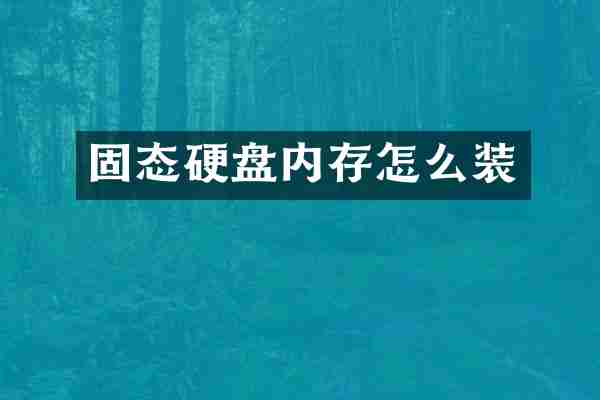 固态硬盘内存怎么装