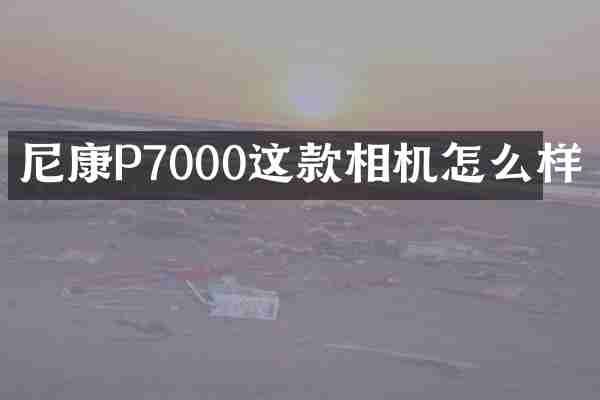 尼康P7000这款相机怎么样