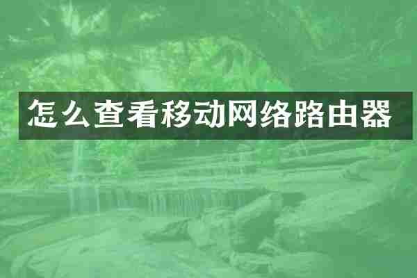 怎么查看移动网络路由器