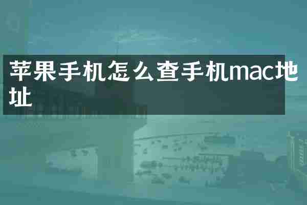 苹果手机怎么查手机mac地址