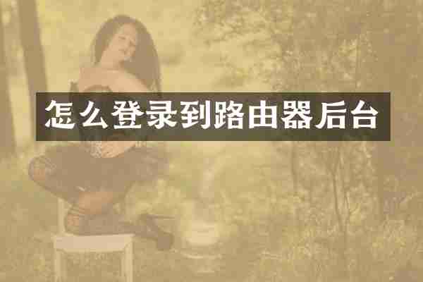 怎么登录到路由器后台