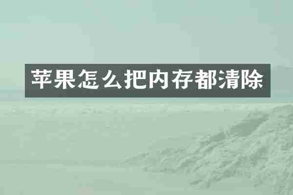 苹果怎么把内存都清除