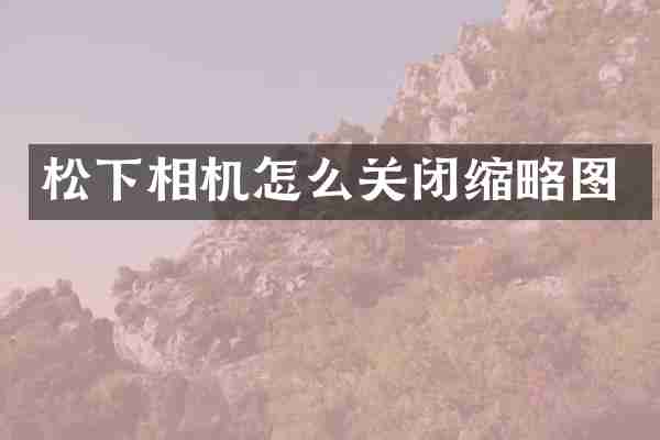 松下相机怎么关闭缩略图