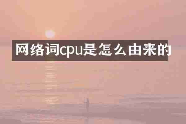 网络词cpu是怎么由来的