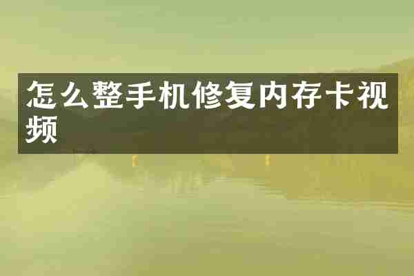 怎么整手机修复内存卡视频