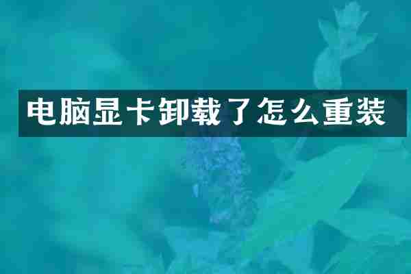 电脑显卡卸载了怎么重装