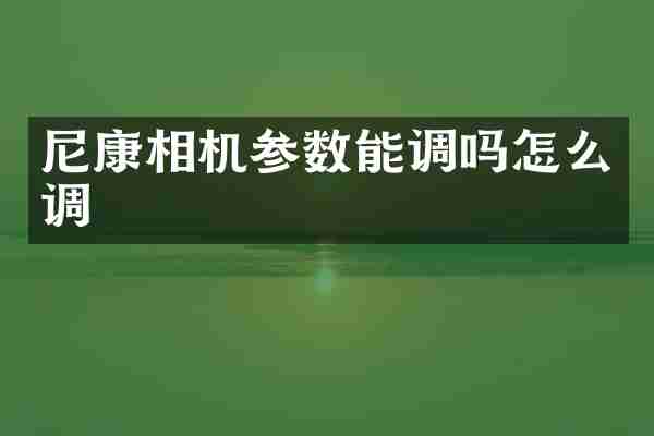 尼康相机参数能调吗怎么调