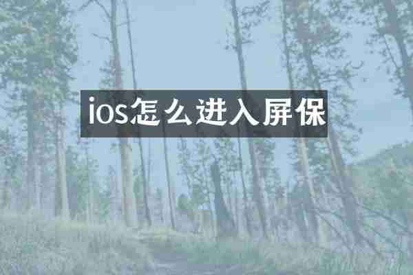 ios怎么进入屏保