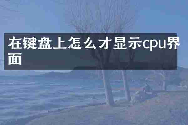 在键盘上怎么才显示cpu界面
