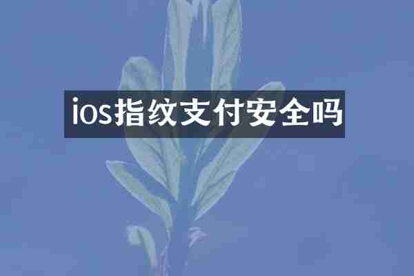 ios指纹支付安全吗