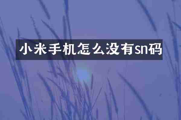 小米手机怎么没有sn码