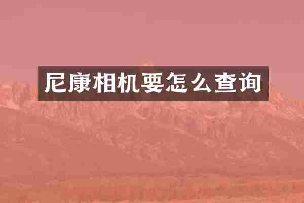 尼康相机要怎么查询
