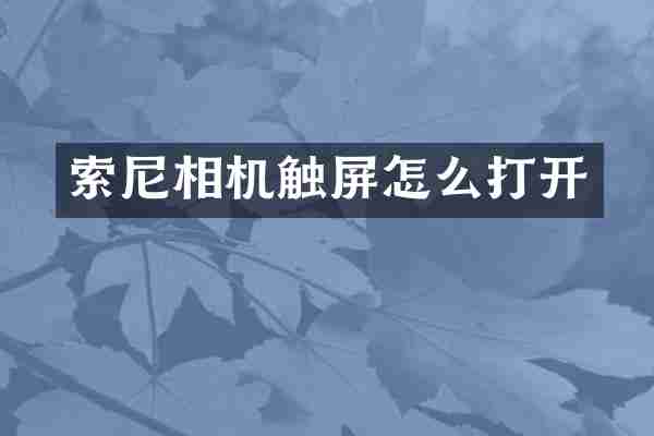 相机触屏怎么打开