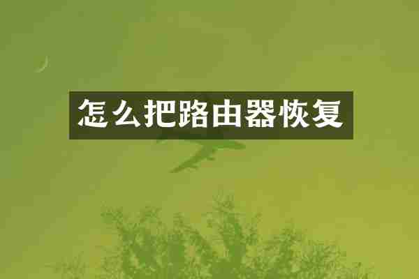 怎么把路由器恢复