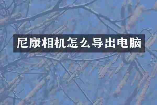 尼康相机怎么导出电脑