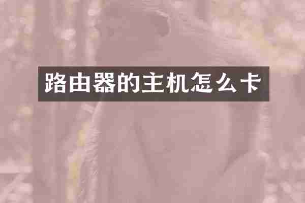 路由器的主机怎么卡