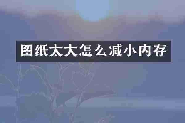 图纸太大怎么减小内存