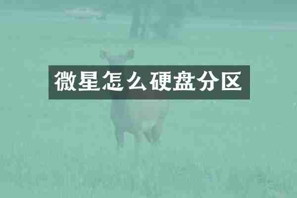 微星怎么硬盘分区