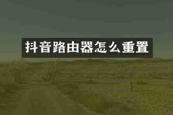 抖音路由器怎么重置