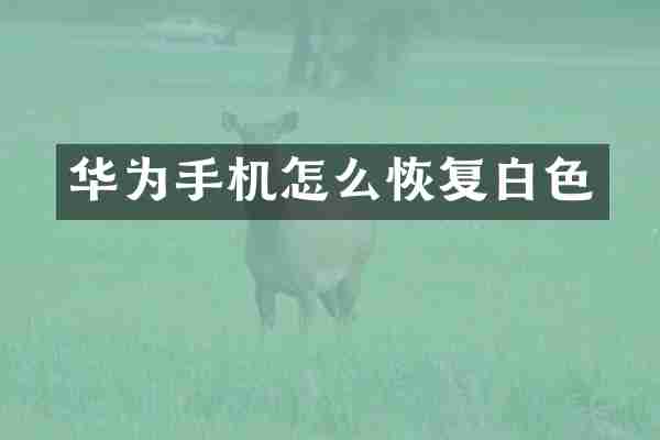 华为手机怎么恢复白色