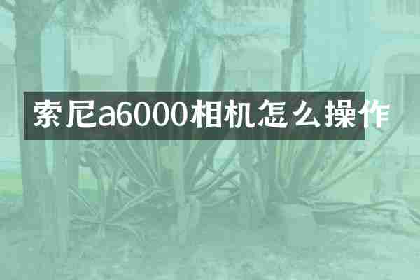 索尼a6000相机怎么操作