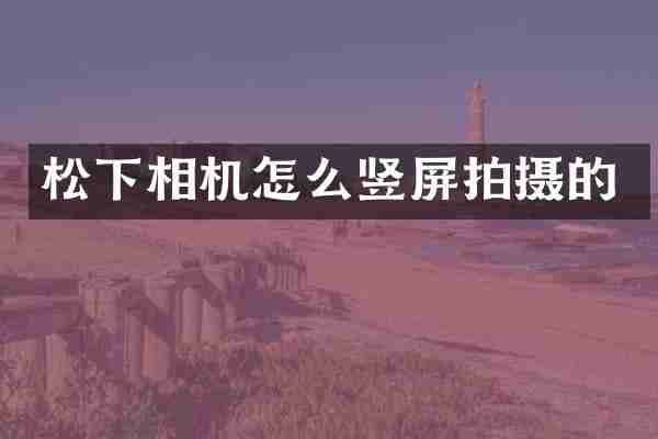 松下相机怎么竖屏拍摄的