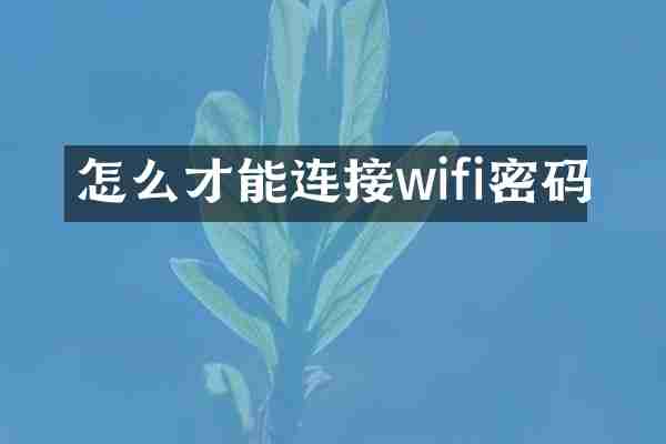 怎么才能连接wifi密码