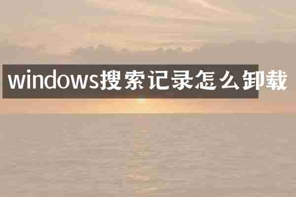 windows搜索记录怎么卸载