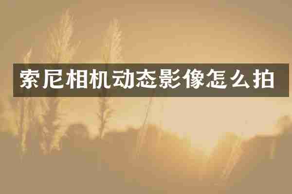 索尼相机动态影像怎么拍