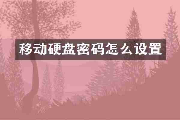 移动硬盘密码怎么设置
